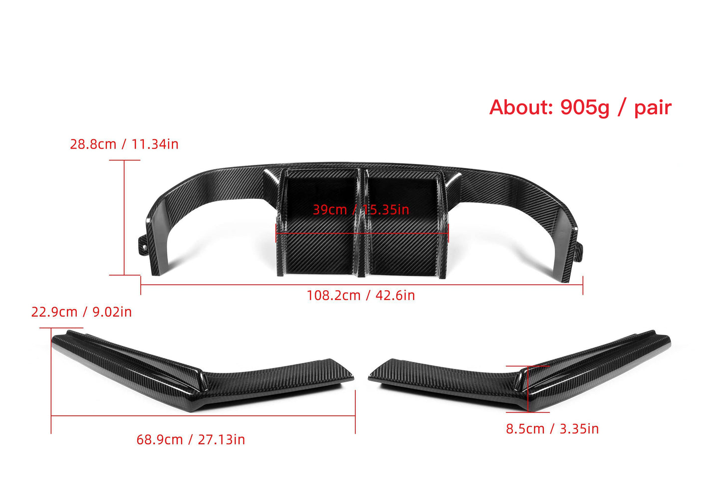 MC MAX CARBON Dry Carbon Prepreg Set Diffuser Replacement for BMW M3 F80 M4 F82 F83