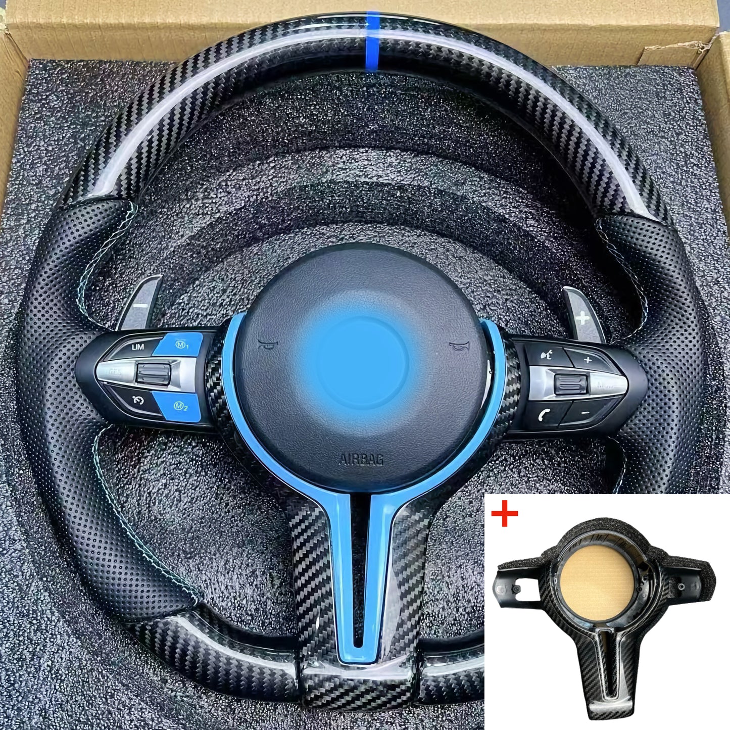 MAX CARBON Dry Carbon Steering Wheel Replacement for BMW M2 M3 M4 F87 F80 F82 F83 without Airbag and Buttons