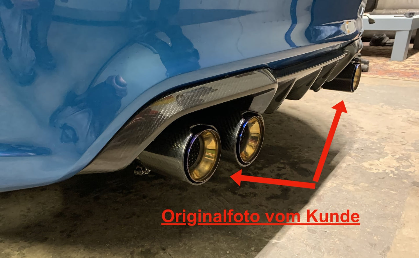 MAX CARBON Performance stainless steel exhaust tailpipes covers blue for BMW M2 F87 M3 F80 M4 F82 F83 M5 F10