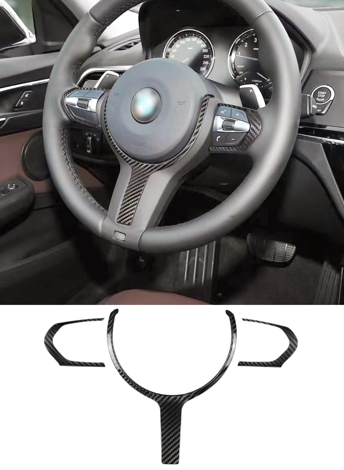 MAX CARBON Performance Sport Cover Steering Wheel for BMW F20 F21 F22 F23 F30 F31 F32 F33 F34 F36 F15 F16 F25 F26 M135i M140i M235i M240i