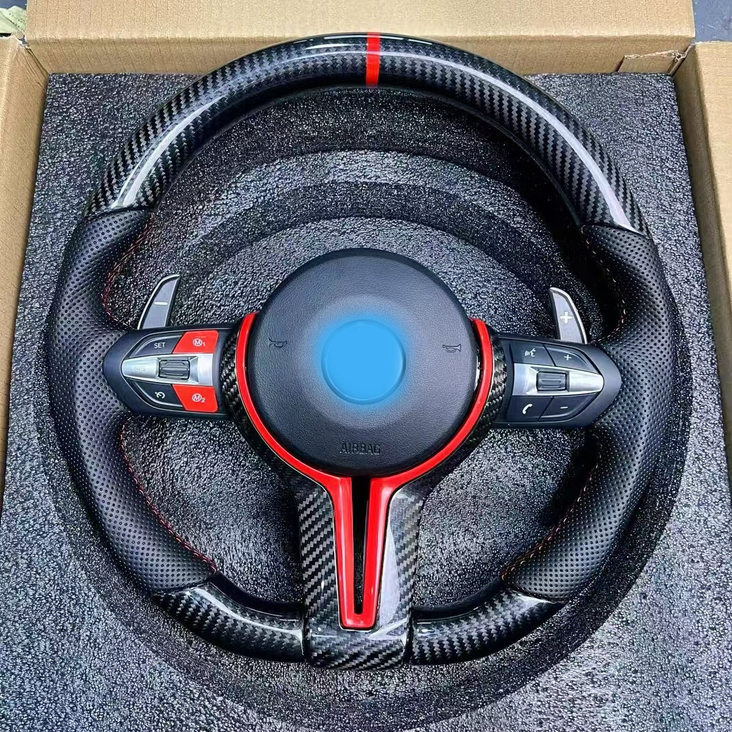 MAX CARBON Dry Carbon Steering Wheel Replacement for BMW M2 M3 M4 F87 F80 F82 F83 without Airbag and Buttons