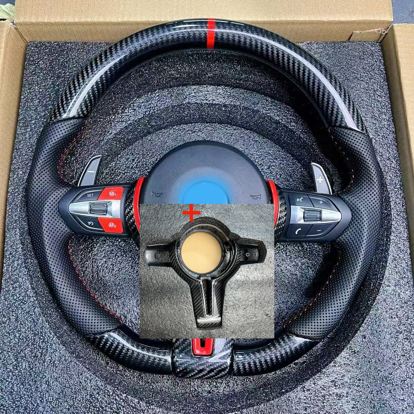 MAX CARBON Dry Carbon Steering Wheel Replacement for BMW M2 M3 M4 F87 F80 F82 F83 without Airbag and Buttons
