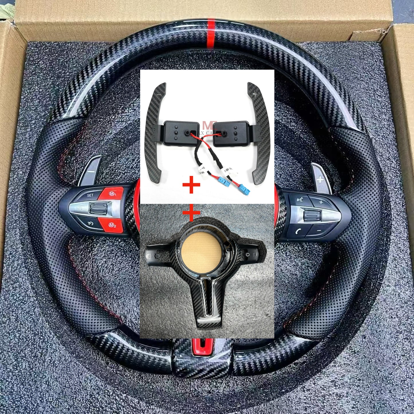 MAX CARBON Dry Carbon Steering Wheel Replacement for BMW M2 M3 M4 F87 F80 F82 F83 without Airbag and Buttons
