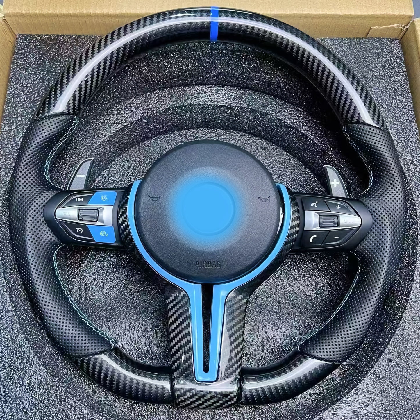 MAX CARBON Dry Carbon Steering Wheel Replacement for BMW M2 M3 M4 F87 F80 F82 F83 without Airbag and Buttons