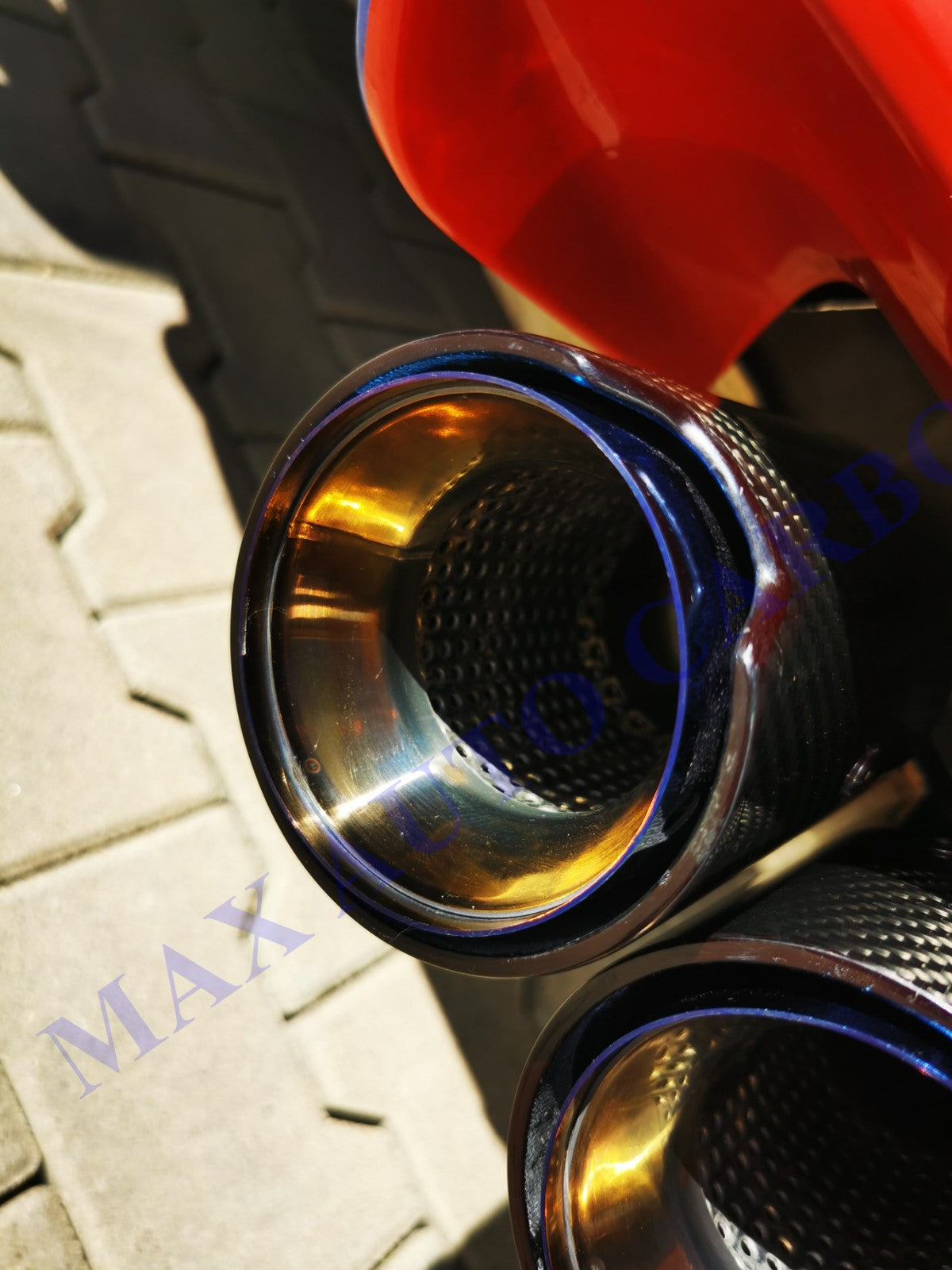 MAX CARBON Performance stainless steel exhaust tailpipes covers blue for BMW M2 F87 M3 F80 M4 F82 F83 M5 F10 