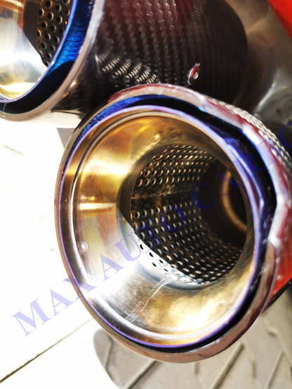 MAX CARBON Performance stainless steel exhaust tailpipes covers blue for BMW M2 F87 M3 F80 M4 F82 F83 M5 F10 