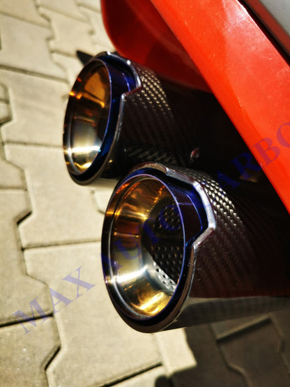 MAX CARBON Performance stainless steel exhaust tailpipes covers blue for BMW M2 F87 M3 F80 M4 F82 F83 M5 F10 
