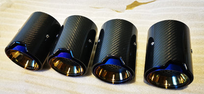 MAX CARBON Performance stainless steel exhaust tailpipes covers blue for BMW M2 F87 M3 F80 M4 F82 F83 M5 F10 