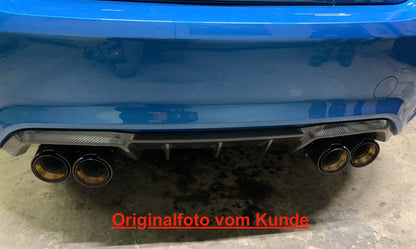 MAX CARBON Performance stainless steel exhaust tailpipes covers blue for BMW M2 F87 M3 F80 M4 F82 F83 M5 F10 