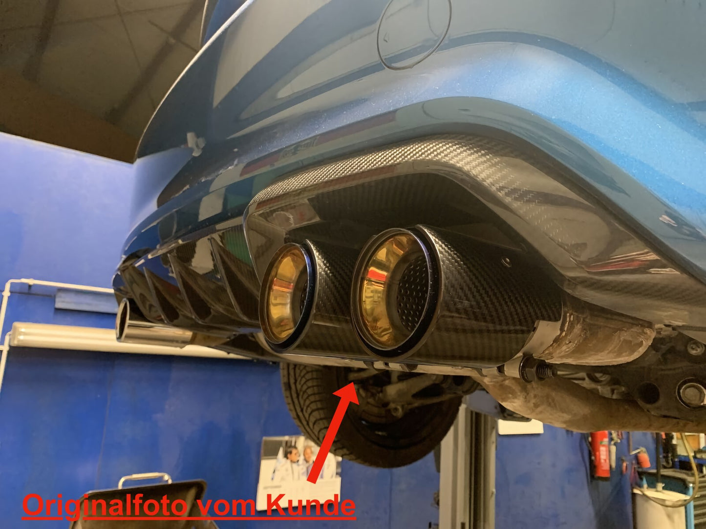 MAX CARBON Performance stainless steel exhaust tailpipes covers blue for BMW M2 F87 M3 F80 M4 F82 F83 M5 F10 