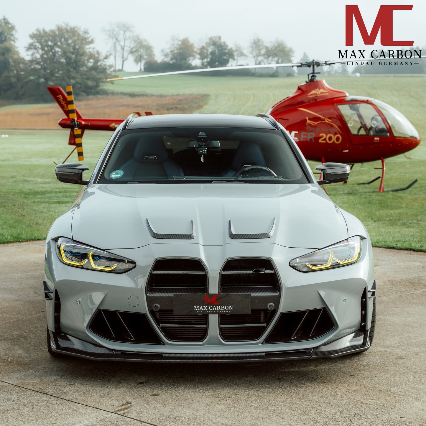 MAX CARBON Dry Carbon Performance Front Hood Attachment Front Lip Set for BMW G80 G81 G82 G83 M3 M4 