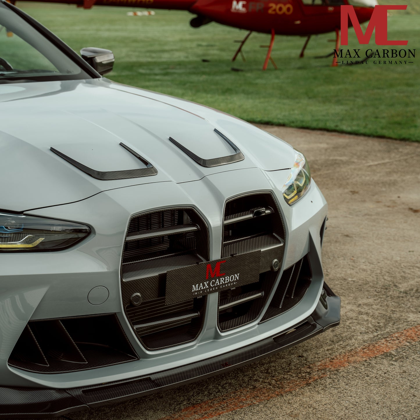 MAX CARBON Dry Carbon Performance Front Hood Attachment Front Lip Set for BMW G80 G81 G82 G83 M3 M4 