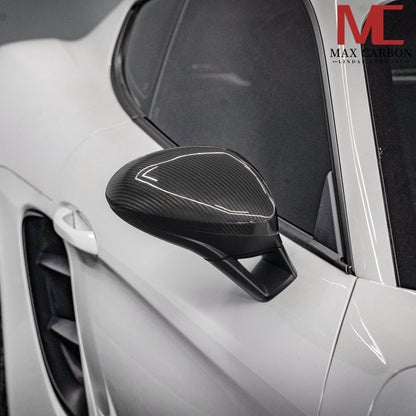 MAX CARBON Performance real dry carbon replacement mirror caps for Porsche 718 982 Boxster Cayman