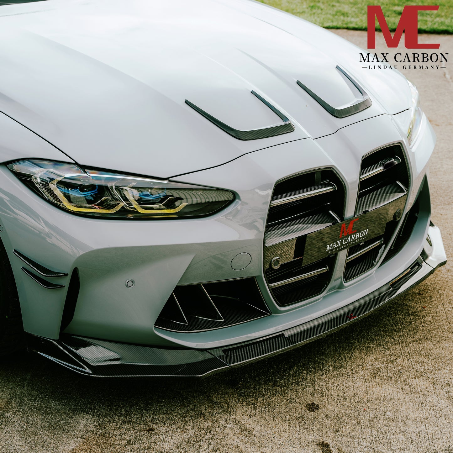 MAX CARBON Dry Carbon Performance Front Hood Attachment Front Lip Set for BMW G80 G81 G82 G83 M3 M4 