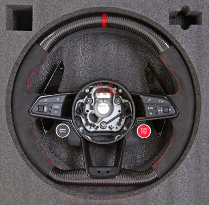 Volant complet MC MAX CARBON Performance Dry Carbon avec boutons et palettes de changement de vitesse de remplacement pour Audi R8 4S 