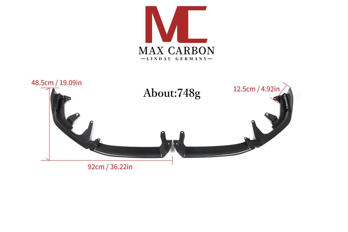 Fixation avant de lèvre avant préimprégnée de carbone sec MC MAX CARBON pour BMW série 5 G60 G61