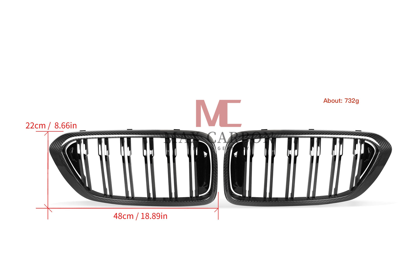 MC MAX CARBON Dry Carbon Performance Grille Replacement for BMW G32 6 Series 