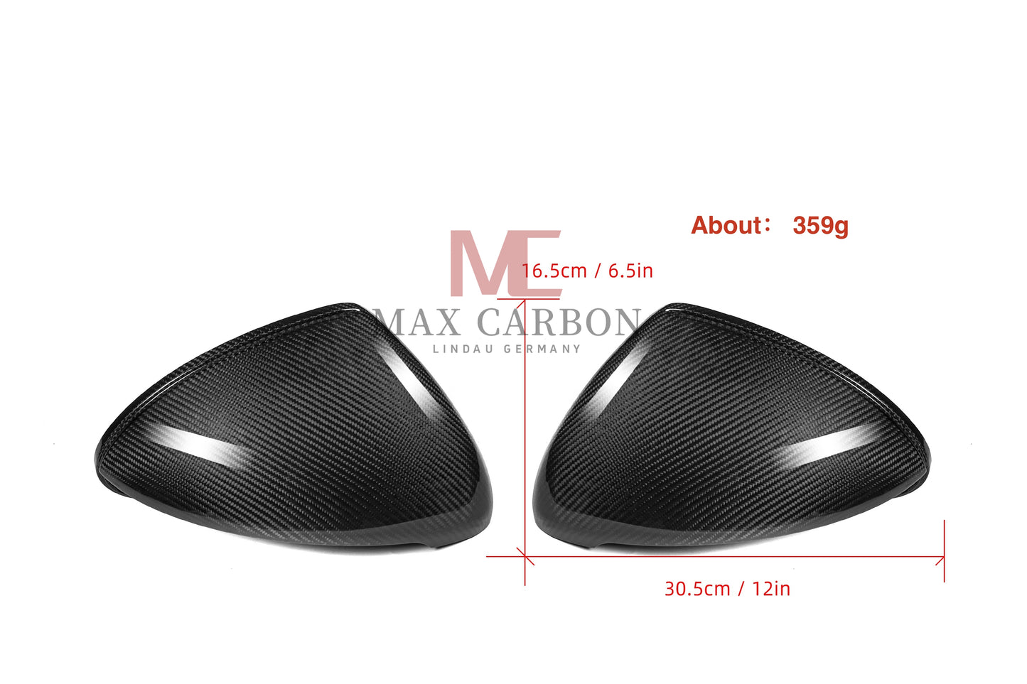 Coques de rétroviseurs de rechange MC Performance MAX CARBON pour Porsche Cayenne 958.2 92A de 2014 à 2017 