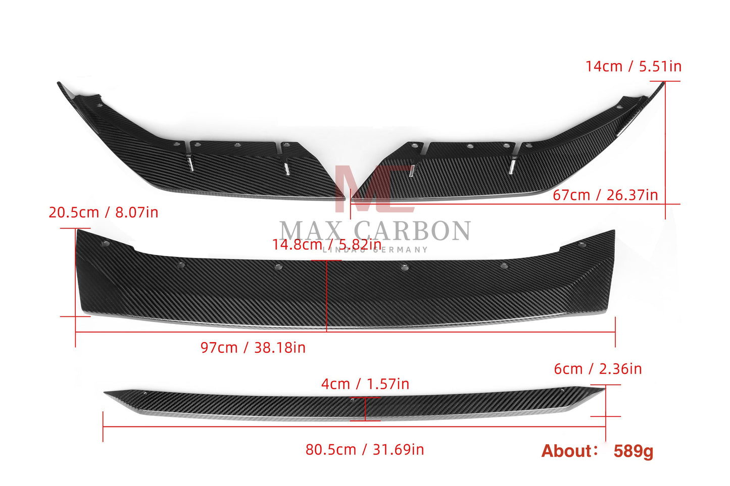 MAX CARBON Dry Carbon Prepreg Performance large front lip suitable for BMW M5 F90