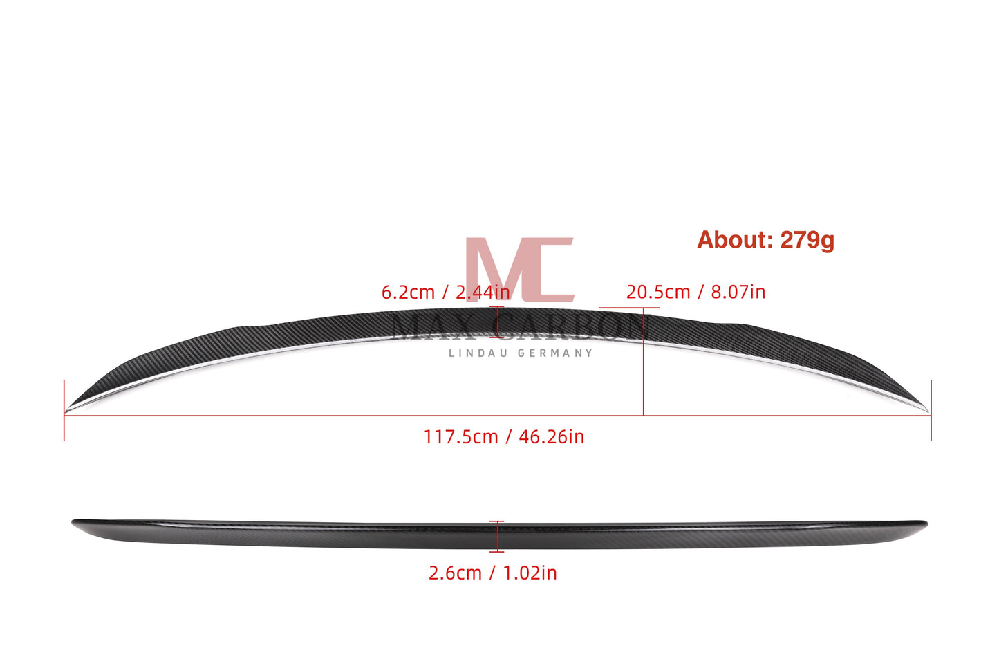 Aileron arrière à bord détachable MC MAX CARBON Performance pour berline Mercedes Benz Classe A W177 
