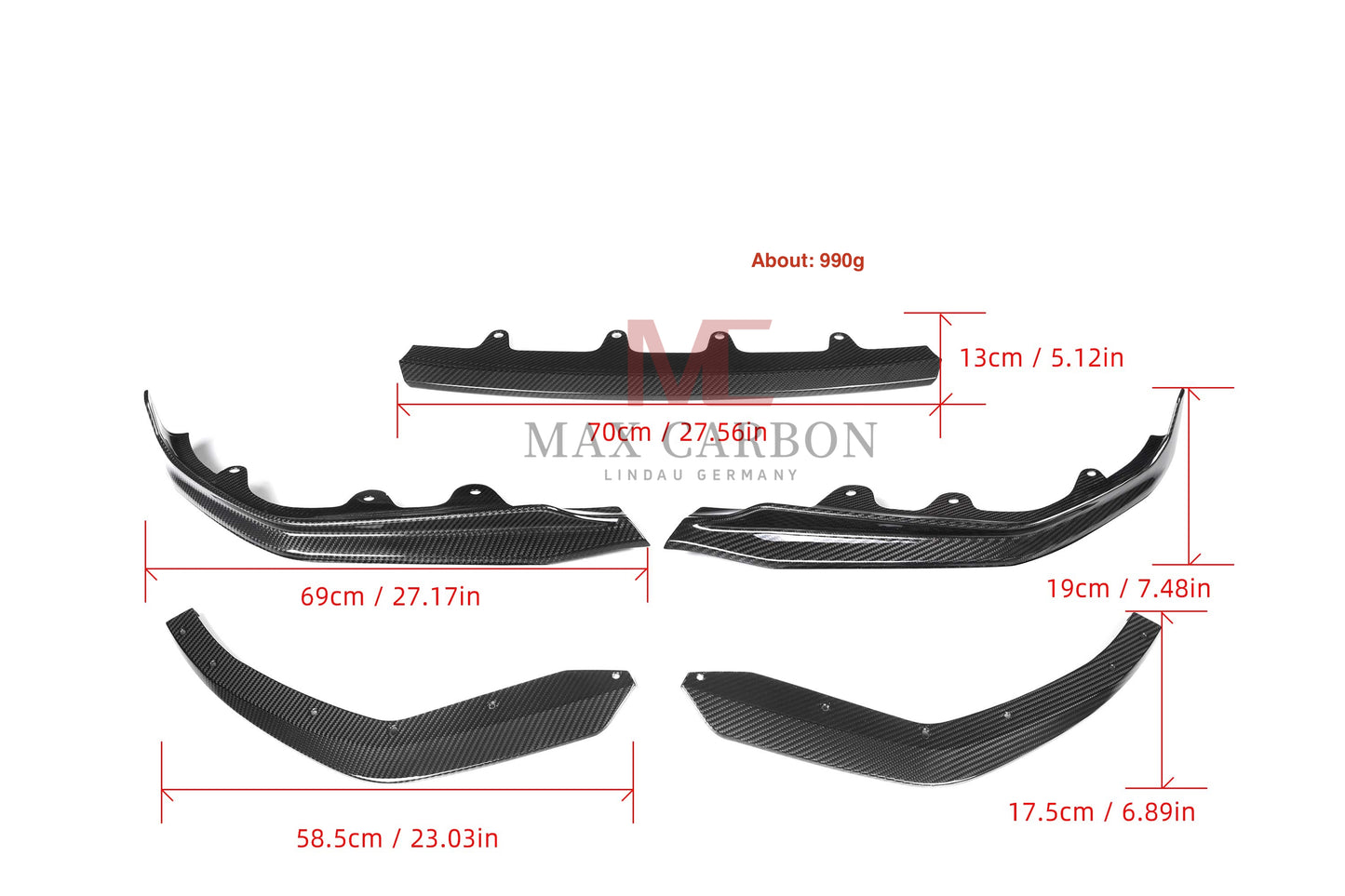 MC Dry Carbon Prepreg Performance large front lip suitable for BMW G20 G21 with M package