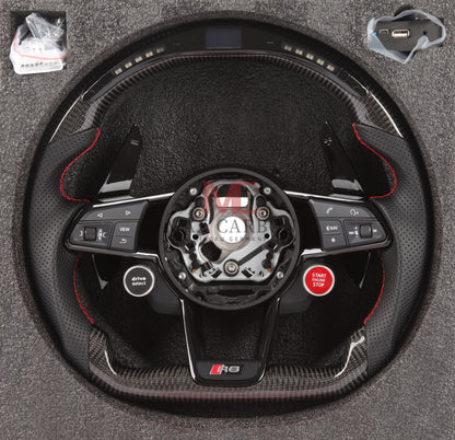 MC MAX CARBON Performance Dry Carbon Smart Steering Wheel LED Sport for Audi R8 4S