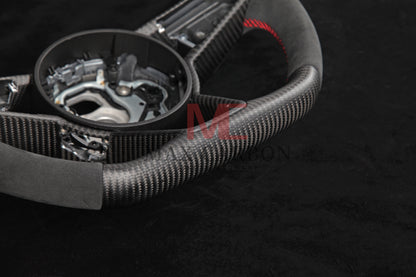 MC MAX CARBON Performance Dry Matt Carbon Steering Wheel with Clasp Replacement for Audi R8 4S