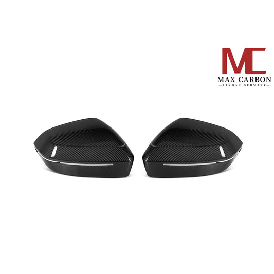 MAX CARBON Dry Carbon Mirror Caps Standard Replacement suitable for BMW 5 Series G60 G61 7 Series G70 M5 G90 G99 