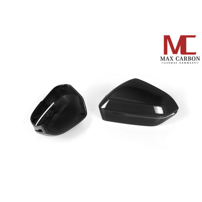 MAX CARBON Dry Carbon Mirror Caps Standard Replacement suitable for BMW 5 Series G60 G61 7 Series G70 M5 G90 G99 
