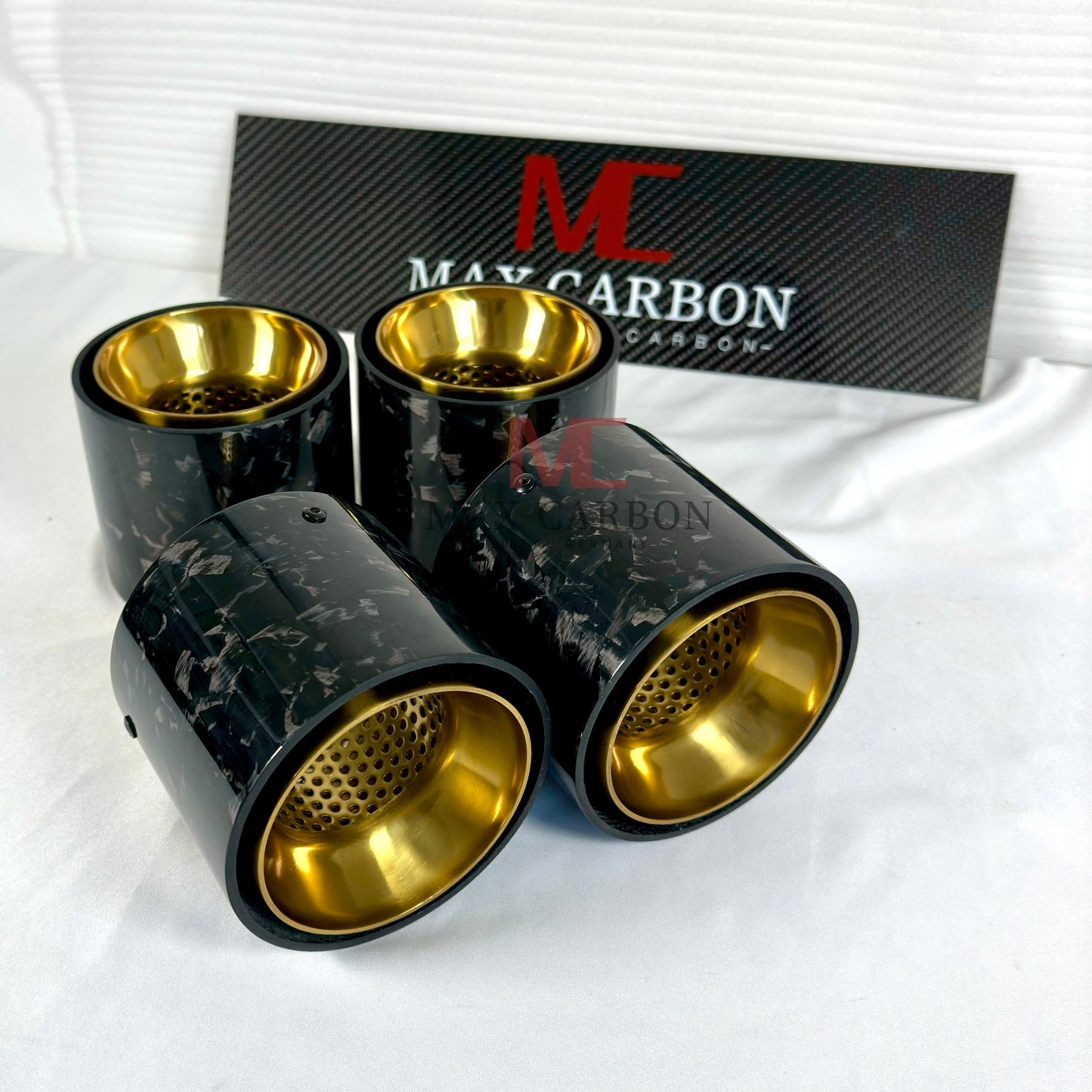 MAX CARBON Forged Carbon Exhaust Replacement Tailpipe Cover for BMW M2 M3 M4 G80 G81 G82 G83 G87 with Original Exhaust Covers 