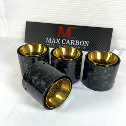 MAX CARBON Forged Carbon Exhaust Replacement Tailpipe Cover for BMW M2 M3 M4 G80 G81 G82 G83 G87 with Original Exhaust Covers 
