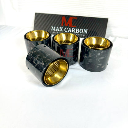 MAX CARBON Forged Carbon Exhaust Replacement Tailpipe Cover for BMW M2 M3 M4 G80 G81 G82 G83 G87 with Original Exhaust Covers 