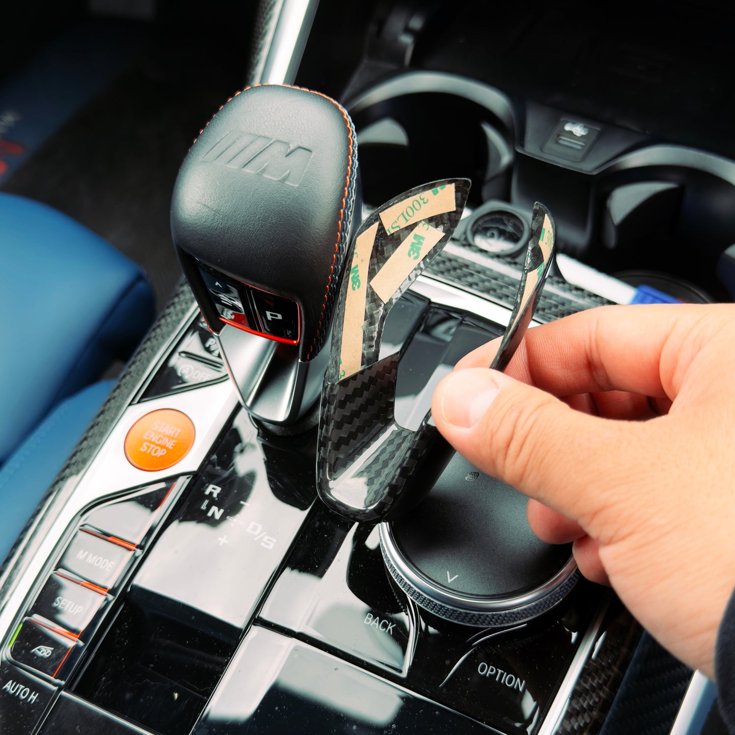 MAX CARBON Dry Carbon 1 piece gear knob attachment suitable for BMW M2 G87 M3 G80 G81 M4 G82 G83