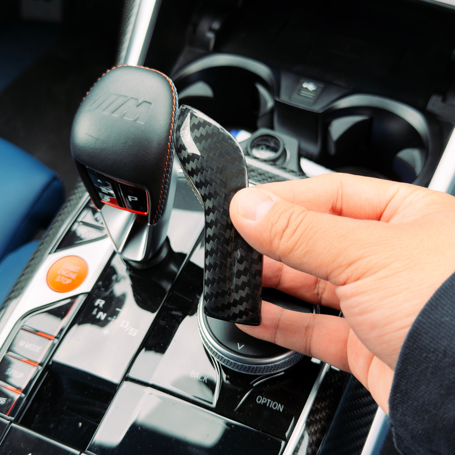 MAX CARBON Dry Carbon 1 piece gear knob attachment suitable for BMW M2 G87 M3 G80 G81 M4 G82 G83