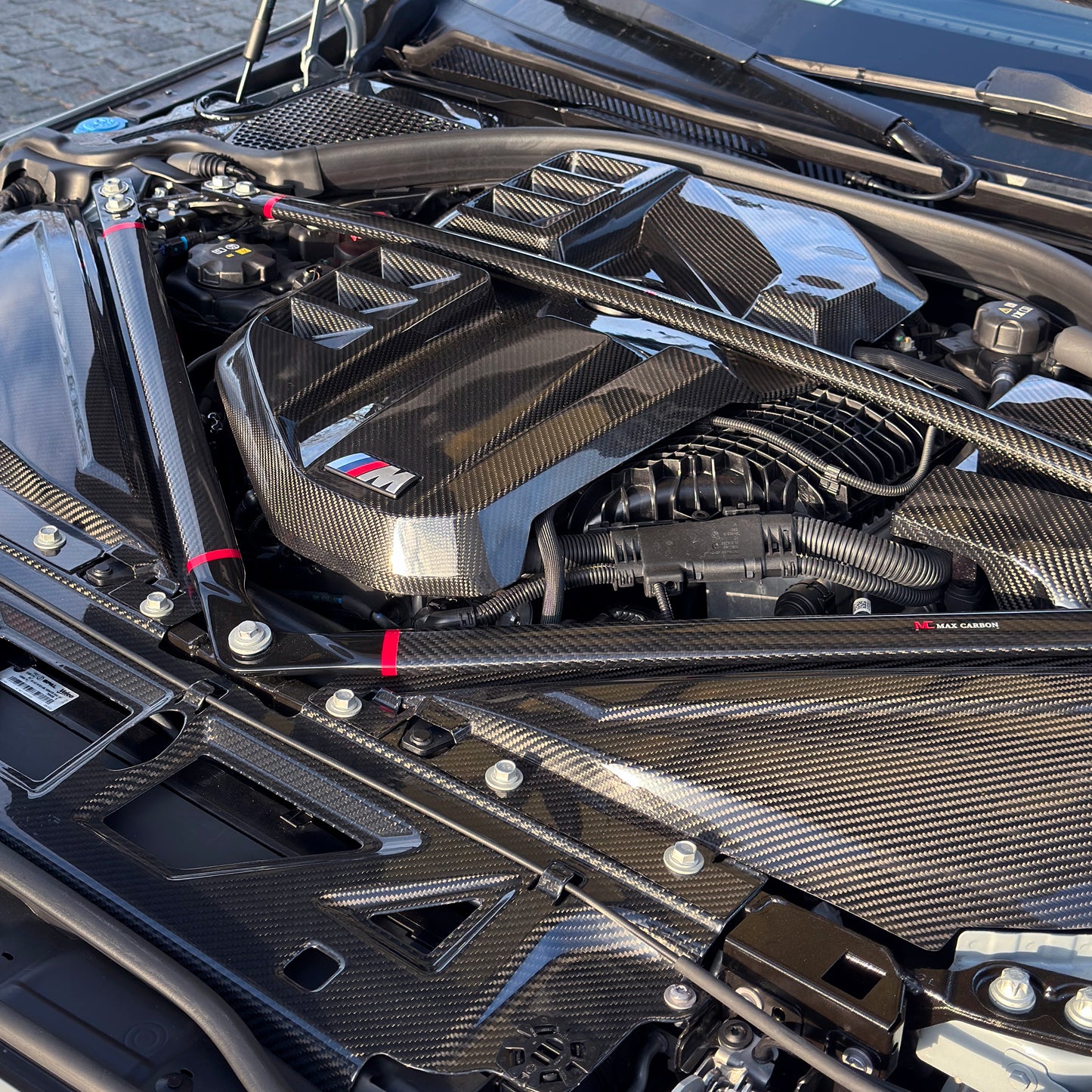 MAX CARBON Performance Dry Carbon Strut Brace Engine Compartment Balance Rod for BMW M3 M4 G80 G81 G82 G83 CSL 