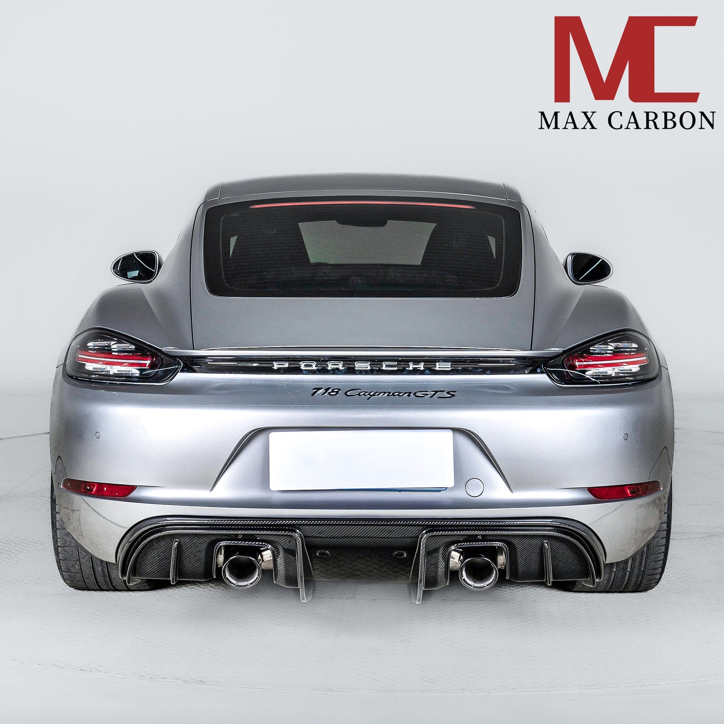 MAX CARBON DRY Carbon rear diffuser replacement diffuser suitable for Porsche 718 982 Cayman Boxster S GTS including exhaust covers in black 