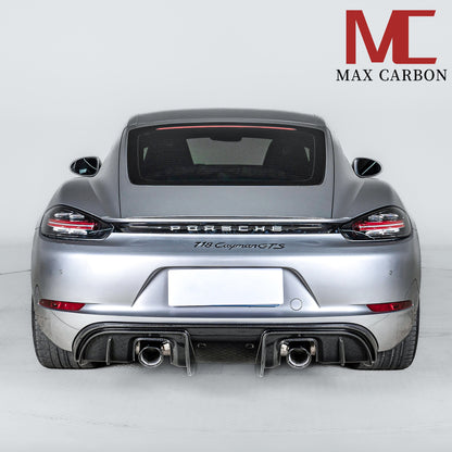 MAX CARBON DRY Carbon rear diffuser replacement diffuser suitable for Porsche 718 982 Cayman Boxster S GTS including exhaust covers in black 