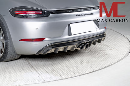 MAX CARBON DRY Carbon rear diffuser replacement diffuser suitable for Porsche 718 982 Cayman Boxster 