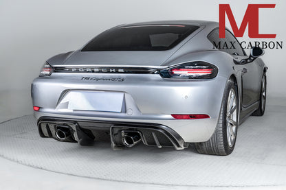 MAX CARBON DRY Carbon rear diffuser replacement diffuser suitable for Porsche 718 982 Cayman Boxster S GTS including exhaust covers in black 