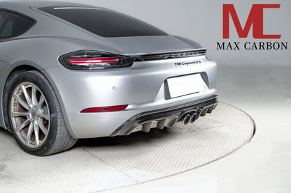MAX CARBON DRY Carbon rear diffuser replacement diffuser suitable for Porsche 718 982 Cayman Boxster 