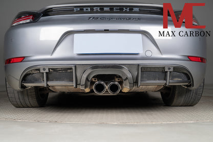MAX CARBON DRY Carbon rear diffuser replacement diffuser suitable for Porsche 718 982 Cayman Boxster 