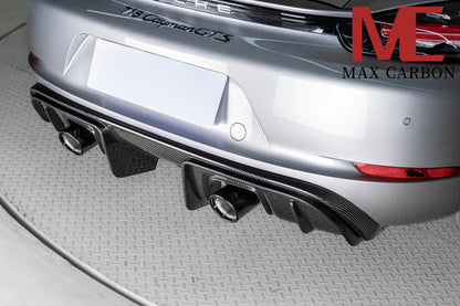 MAX CARBON DRY Carbon rear diffuser replacement diffuser suitable for Porsche 718 982 Cayman Boxster S GTS including exhaust covers in black 
