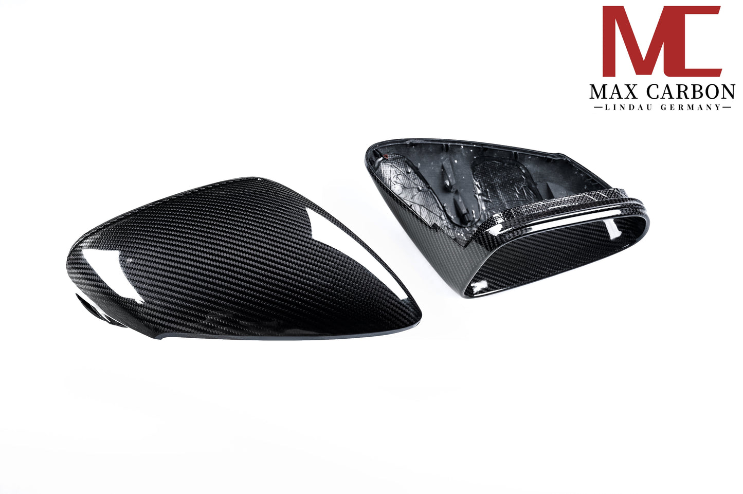 MAX CARBON Performance genuine dry carbon replacement mirror caps for Porsche 911 992 Taycan