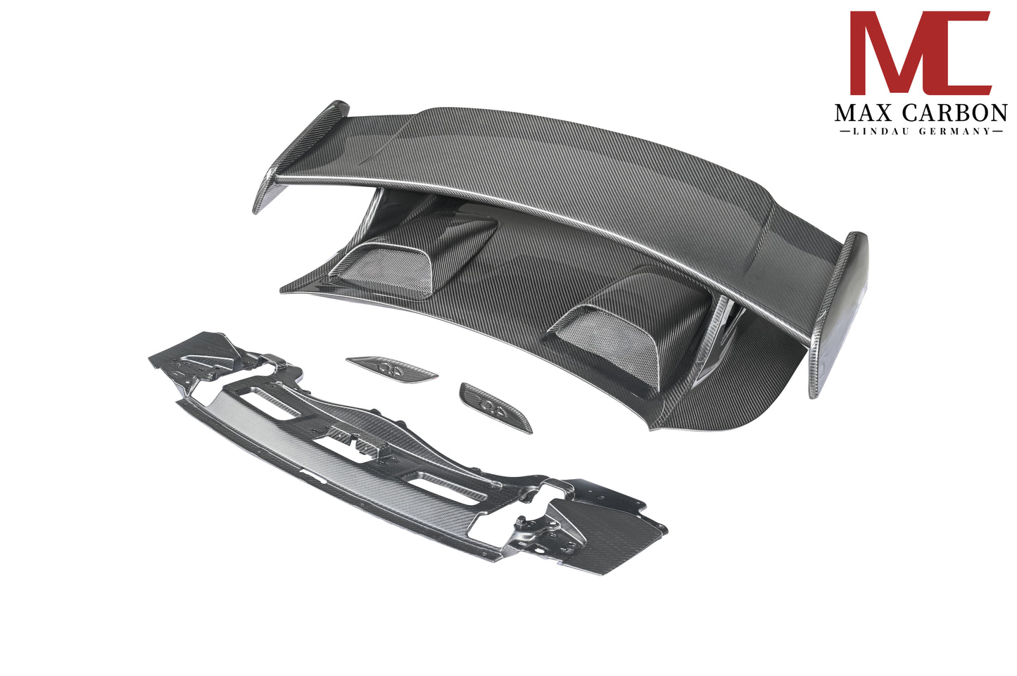 MAX CARBON DRY Carbon rear wing spoiler including seat plates suitable for Porsche 911 991 