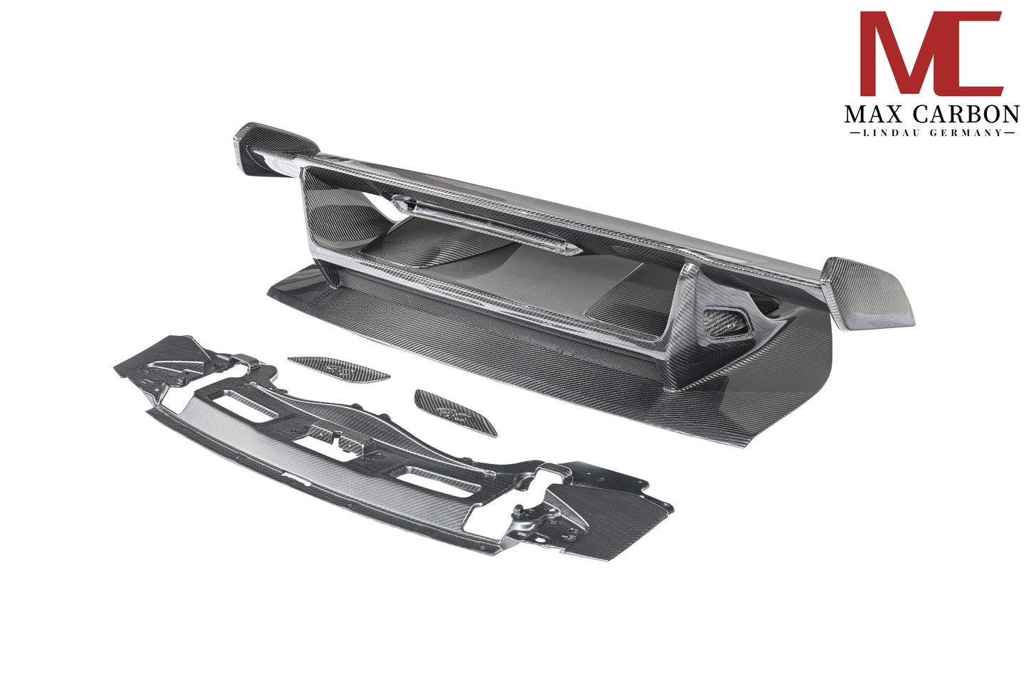 MAX CARBON DRY Carbon rear wing spoiler including seat plates suitable for Porsche 911 991 