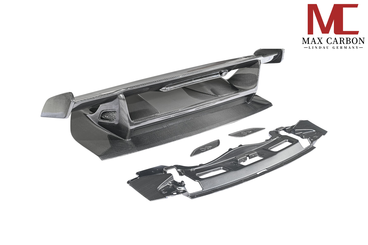 MAX CARBON DRY Carbon rear wing spoiler including seat plates suitable for Porsche 911 991 