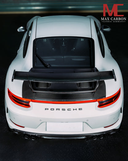 MAX CARBON DRY Carbon rear wing spoiler including seat plates suitable for Porsche 911 991 