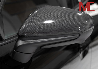 MAX CARBON Performance genuine dry carbon replacement mirror caps for Porsche 911 992 Taycan