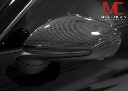 MAX CARBON Performance genuine dry carbon replacement mirror caps for Porsche 911 992 Taycan