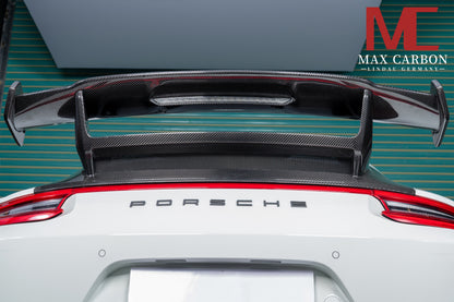 MAX CARBON DRY Carbon rear wing spoiler including seat plates suitable for Porsche 911 991 